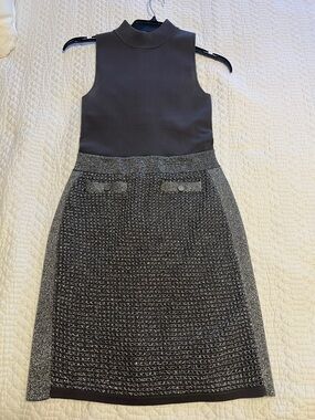 Ted Baker Sleeveless Silver & Gray Knit Dress - Classic Women's Skirt